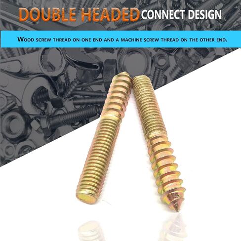 10Pcs Hanger Bolts Double Headed Bolts Kit,with (M8x1.25mm) Hanger Bolt Driver, Hanger Bolts for Wood Furniture(M8x60mm) in Saudi Arabia
