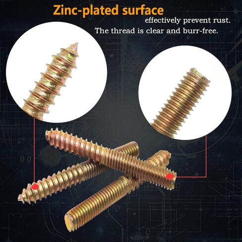 10Pcs Hanger Bolts Double Headed Bolts Kit,with (M8x1.25mm) Hanger Bolt Driver, Hanger Bolts for Wood Furniture(M8x60mm) in Saudi Arabia