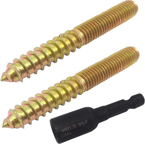 10Pcs Hanger Bolts Double Headed Bolts Kit,with (M8x1.25mm) Hanger Bolt Driver, Hanger Bolts for Wood Furniture(M8x60mm) in Saudi Arabia