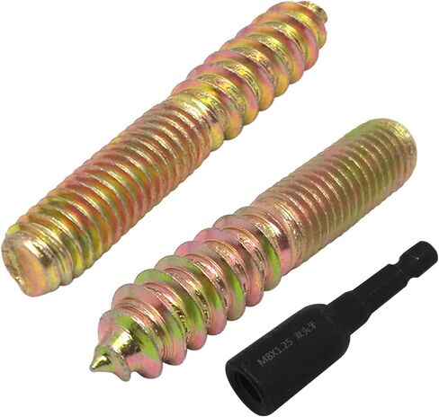 10Pcs Hanger Bolts Double Headed Bolts Kit,with (M8x1.25mm) Hanger Bolt Driver, Hanger Bolts for Wood Furniture(M8x60mm) in Saudi Arabia