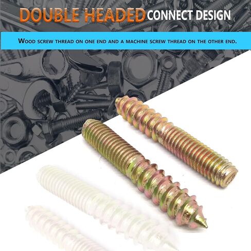 10Pcs Hanger Bolts Double Headed Bolts Kit,with (M8x1.25mm) Hanger Bolt Driver, Hanger Bolts for Wood Furniture(M8x60mm) in Saudi Arabia