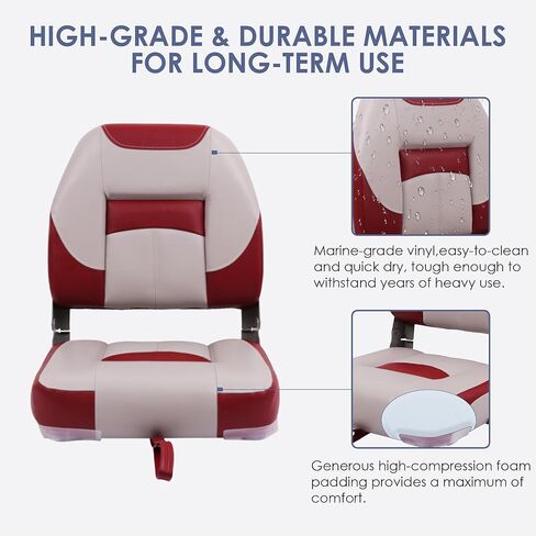 مقعد قارب سبورتيك ديلوكس منخفض الظهر، مقعد قارب صيد قابل للطي باللون البني/الرمل (مقعدين) in Kuwait