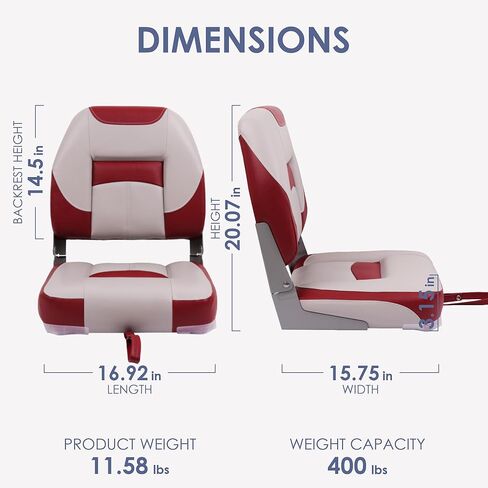 مقعد قارب سبورتيك ديلوكس منخفض الظهر، مقعد قارب صيد قابل للطي باللون البني/الرمل (مقعدين) in Kuwait