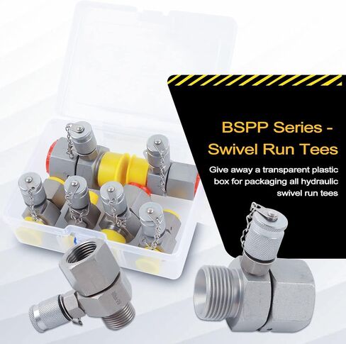 SINOCMP BSPP 6 Pack Hydraulic Swivel Run Tees Hydrulic Tee Connector BSPP Tester Tee Coupling Set for Excavator Construction Machinery Hydraulic System in Saudi Arabia