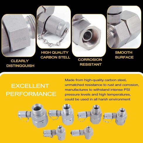 SINOCMP BSPP 6 Pack Hydraulic Swivel Run Tees Hydrulic Tee Connector BSPP Tester Tee Coupling Set for Excavator Construction Machinery Hydraulic System in Saudi Arabia