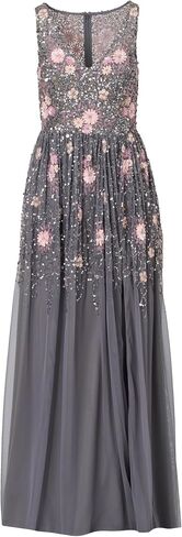 Adrianna Papell Women's Beaded Mesh Long Dress in Saudi Arabia
