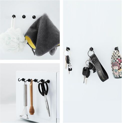 هوم ماستر هاردوير خطافات مغناطيسية شديدة التحمل، خطافات مغناطيسية نيوديميوم قوية 20 رطل، خطاف مغناطيسي أسود، مغناطيس معدني مع خطافات لمقصورة الرحلات البحرية والثلاجة والشواية والمفتاح وما إلى ذلك، 10 عبوات in Kuwait