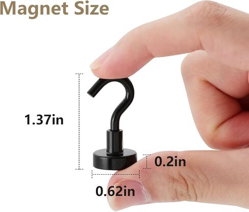 هوم ماستر هاردوير خطافات مغناطيسية شديدة التحمل، خطافات مغناطيسية نيوديميوم قوية 20 رطل، خطاف مغناطيسي أسود، مغناطيس معدني مع خطافات لمقصورة الرحلات البحرية والثلاجة والشواية والمفتاح وما إلى ذلك، 10 عبوات in Kuwait
