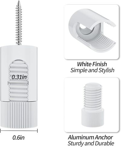 Updated Version 6 Pack Ceiling Hooks, White Aluminum Ceiling Hooks for Hanging Lights, Outdoor Light Clips Super Load, Modern Light Hook, String Light Hooks for Backyard, Fence, Deck in Saudi Arabia