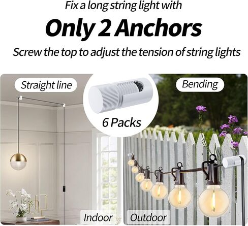 Updated Version 6 Pack Ceiling Hooks, White Aluminum Ceiling Hooks for Hanging Lights, Outdoor Light Clips Super Load, Modern Light Hook, String Light Hooks for Backyard, Fence, Deck in Saudi Arabia