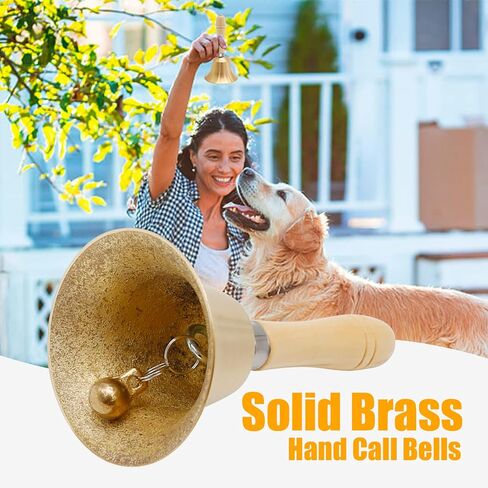 2 Pieces Hand Bell Solid Brass Hand Call School Bell with Wooden Handle Loud Ringing Bell Hand Held Service Bell for School Church Hotel Christmas and Wedding Service in Saudi Arabia
