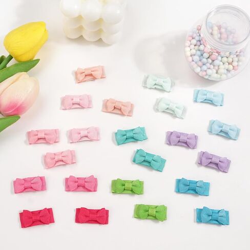 CÉLLOT 40pcs Mini 1.2" Grosgrain Ribbon Snap Clips - Tiny Fine Thin Hair Bows in Pairs for Baby Girls, Toddlers, and Infants | Mini 1.2" Grosgrain Ribbon Snap Clips,in Pairs,Fit for Fine Thin Hair in Saudi Arabia