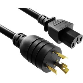 CableLeader 10ft NEMA L6-20P to C15 Heavy-Duty Locking Power Cord 14 AWG 15A/250V SJT High Voltage Extension Cord, Twist-Locking Cord, UL Listed, Black in Kuwait