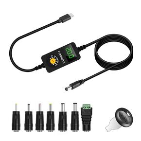 محول USB C إلى DC عالمي، كابل تشغيل PD برميلي، كابل محول USB-C إلى DC 5V 9V 12V 15V 20V مع شاشة LED، لأجهزة النت بوك، والأجهزة اللوحية، وإضاءة LED، والمصابيح، وأجهزة التوجيه in Kuwait