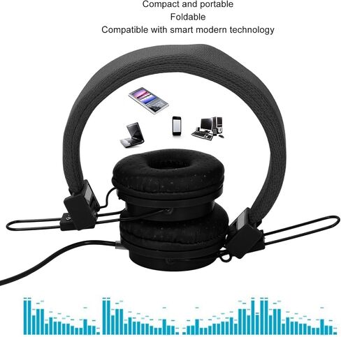 Denash Wired Headset, Foldable Adjustable Headband Inline Control Stereo Headphones,Wired Gaming Headset with Mic for Music Calls Games (Black), Denashfi8a0mw2gq-11 in Saudi Arabia