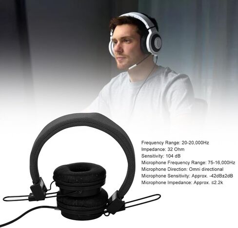 Denash Wired Headset, Foldable Adjustable Headband Inline Control Stereo Headphones,Wired Gaming Headset with Mic for Music Calls Games (Black), Denashfi8a0mw2gq-11 in Saudi Arabia