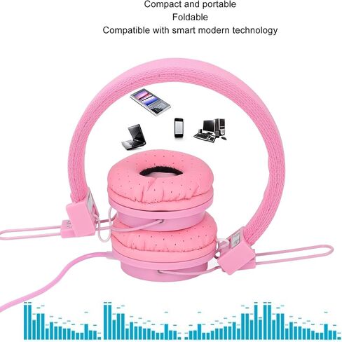 Denash Wired Headset, Foldable Adjustable Headband Inline Control Stereo Headphones,Wired Gaming Headset with Mic for Music Calls Games (), Pink, Denashfi8a0mw2gq-14 in Saudi Arabia