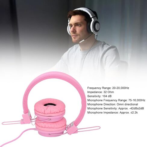 Denash Wired Headset, Foldable Adjustable Headband Inline Control Stereo Headphones,Wired Gaming Headset with Mic for Music Calls Games (), Pink, Denashfi8a0mw2gq-14 in Saudi Arabia