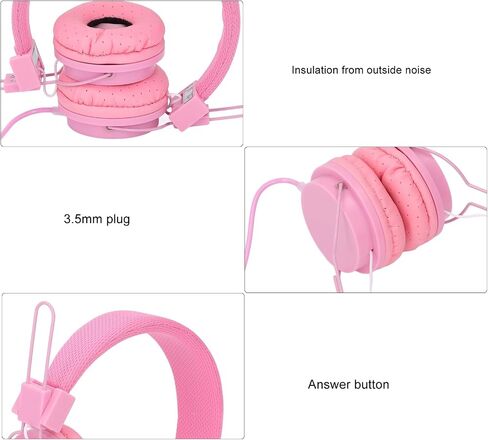 Denash Wired Headset, Foldable Adjustable Headband Inline Control Stereo Headphones,Wired Gaming Headset with Mic for Music Calls Games (), Pink, Denashfi8a0mw2gq-14 in Saudi Arabia