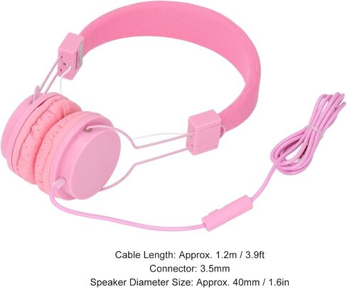 Denash Wired Headset, Foldable Adjustable Headband Inline Control Stereo Headphones,Wired Gaming Headset with Mic for Music Calls Games (), Pink, Denashfi8a0mw2gq-14 in Saudi Arabia