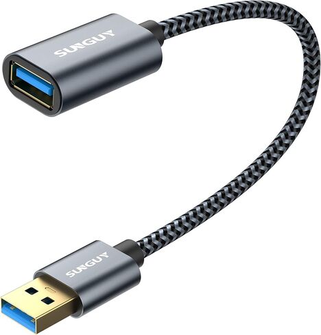SUNGUY 5Gbps USB 3.0 Extension Cable, 1FT USB A Male to Female Extender Cord, Braided High Data Transfer Compatible with Xbox, Hard Drive, Webcam, USB Keyboard, Mouse, Flash Drive, Oculus VR in Saudi Arabia