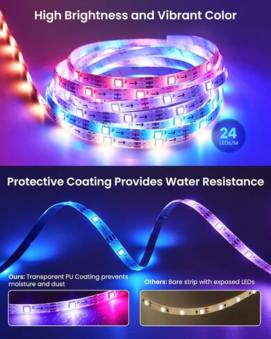 مصابيح LED RGB+IC بطول 16.4 قدم للتلفزيون مقاس 50-75 بوصة، شريط إضاءة خلفي خلف التلفزيون مع مزامنة الموسيقى، تطبيق بلوتوث والتحكم الصوتي، 44 وضعًا للمشهد، لإضاءة المزاج المحيط، لعبة الشاشة، غرفة النوم، غرفة المعيشة in Kuwait