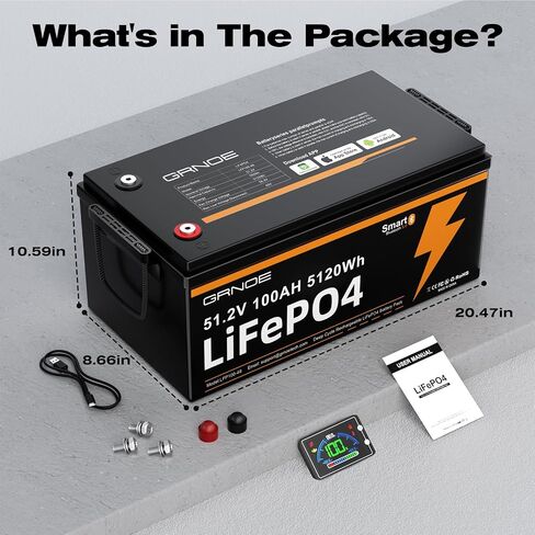 48V100AH LiFePO4 Lithium Battery, 48V Lithium Battery Buiilt-in 100A BMS，4000+Deep Cycle，LCD Monitor & Mobile APP,Perfect for RV, Trolling Motors, Marine, Solar System and Off Grid Living in Saudi Arabia