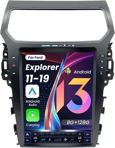 راديو السيارة لسيارة Ford Explorer 2011–2019 - وحدة رأس Android مقاس 12.1 بوصة (8 + 128 جيجا) مع CarPlay اللاسلكي وAndroid Auto، 5G WiFi، نظام تحديد المواقع العالمي (GPS)، DSP، RDS، Bluetooth، صوت Hi-Fi، دعم الكاميرا الاحتياطية in Saudi Arabia