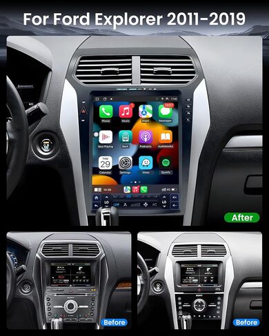 راديو السيارة لسيارة Ford Explorer 2011–2019 - وحدة رأس Android مقاس 12.1 بوصة (8 + 128 جيجا) مع CarPlay اللاسلكي وAndroid Auto، 5G WiFi، نظام تحديد المواقع العالمي (GPS)، DSP، RDS، Bluetooth، صوت Hi-Fi، دعم الكاميرا الاحتياطية in Saudi Arabia