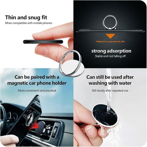 Universal Cell Phone Ring Stand,Finger Grip Holder Kickstand,Compatible All Android, Smartphone,Tablet and Case (2 Pcs/Black) in Saudi Arabia