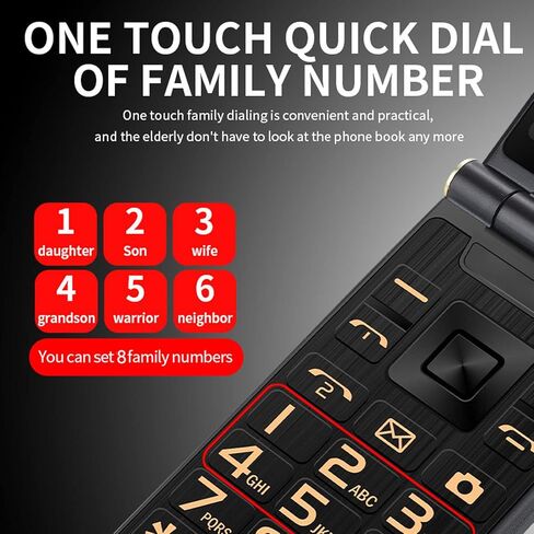 Dilwe 3 Inch Senior Flip Phone, 2G Mobile Unlocked with SOS Big, LED Flashlight and Cell Phone Clear Sound,Dual SIM Slots 5900mAh Unlocked Cellphone for Seniors Kids (Gold Color) in Saudi Arabia