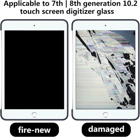White 10.2'' Digitizer Glass with Home Button Replacement for iPad 7th 8th Gen, Capacitive Touchscreen, Scratch-Resistant by YTXXDEUS in Saudi Arabia