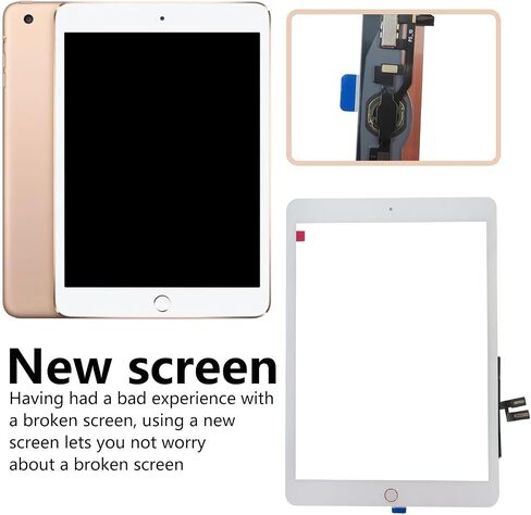 White 10.2'' Digitizer Glass with Home Button Replacement for iPad 7th 8th Gen, Capacitive Touchscreen, Scratch-Resistant by YTXXDEUS in Saudi Arabia