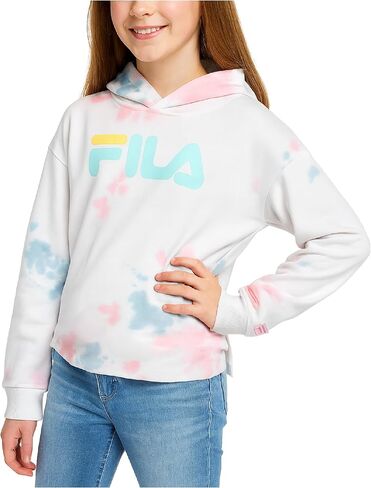 Fila Girls Hoodies - Soft Cozy Cotton Blend Tie Dye Pullover Graphic Hoodies for Girls - Casual Fashion Kids Sweatshirts in Saudi Arabia