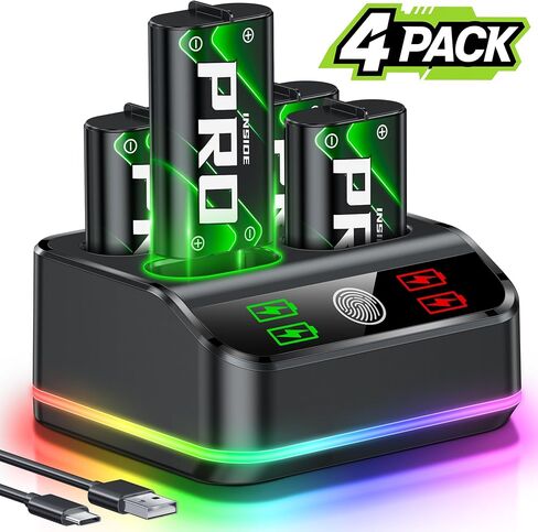 for Xbox Battery Pack Rechargeable Compatible with Xbox Series X/S and Xbox One Controllers,4x4800mWh Battery Charger Station with Extended USB C Cable & LED Light in Saudi Arabia
