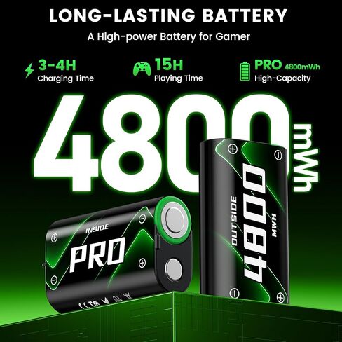 for Xbox Battery Pack Rechargeable Compatible with Xbox Series X/S and Xbox One Controllers,4x4800mWh Battery Charger Station with Extended USB C Cable & LED Light in Saudi Arabia