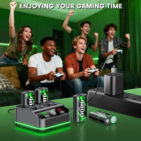 for Xbox Battery Pack Rechargeable Compatible with Xbox Series X/S and Xbox One Controllers,4x4800mWh Battery Charger Station with Extended USB C Cable & LED Light in Saudi Arabia