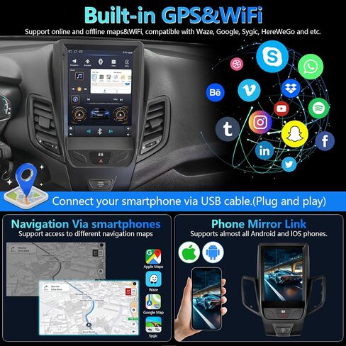 Car Stereo with 9.7-inch IPS Touchscreen for Ford Fiesta 2009-2020 CarPlay & Android Auto Compatible, GPS Navigation (2+32G) in Saudi Arabia
