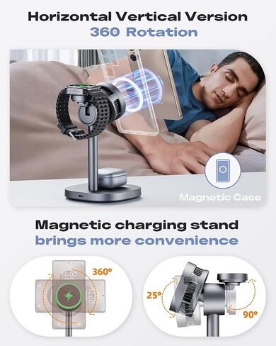 شاحن لاسلكي مغناطيسي لهاتف Samsung، Qi2 معتمد سريع 15 وات 3 في 1 محطة شحن TEC تبريد متوافقة مع شاحن Magsafe لهاتف Galaxy S25 Ultra/S24/Z Fold 7/Flip7/Samsung Watch Ultra 8/Buds in Kuwait