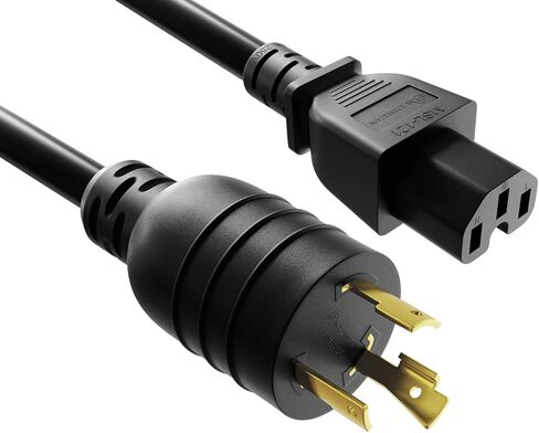 CableLeader 10ft NEMA L6-20P إلى C15 سلك طاقة عالي التحمل 14 AWG 15A/250V SJT سلك تمديد عالي الجهد، سلك قفل ملتوي، مدرج في قائمة UL، أسود in Kuwait