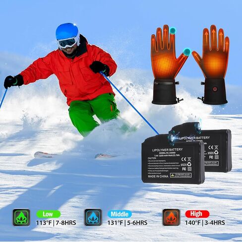 Rechargeable Li-Polymer Battery Pack 7.4V 2200mAh/3200mAh for Battery Heated Gloves Mittens Liners, Heated Socks Heated Back Brace in Kuwait