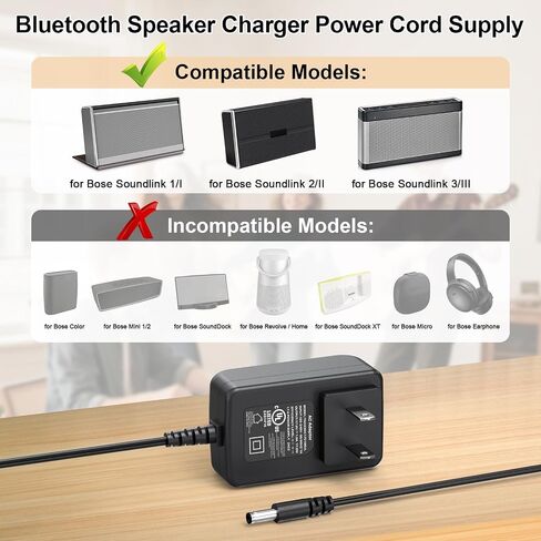شاحن مكبر صوت 17-20 فولت لجهاز Bose Soundlink I II III 1 2 3 مكبر صوت محمول لاسلكي 369946-1300 306386-101 414255 404600 محول تيار متردد/تيار مستمر مزود بسلك طاقة مع قائمة UL in Saudi Arabia