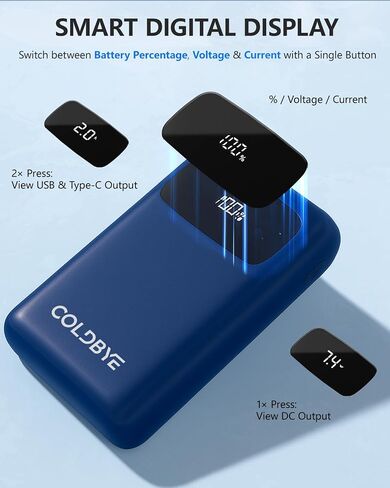 حزمة بطارية ColdBye PD 30 وات 20000 مللي أمبير في الساعة للسترة الساخنة، محول مدمج بحجم 3 تيار مستمر، بنك الطاقة DC 7.4V/5A للسترات والسترات الساخنة مع شاشة LED in Saudi Arabia
