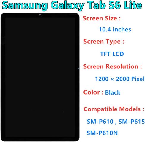 10.4 بوصة لهاتف Samsung Galaxy Tab S6 Lite استبدال شاشة Galaxy Tab S6 Lite 2020 SM-P610 SM-P615 مجموعة محول رقمي لشاشة تعمل باللمس مع أداة إصلاح in Kuwait