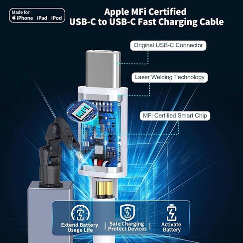 iPhone 17 Carplay Cord, Latest Version Fast Charging Cord [MFI Certified] [6FT] iPhone Air Charger Cable, iPhone 17 Pro/17 Pro Max Charger Cord, USB A to USB C Cable for iPhone 16/15 Series in Kuwait
