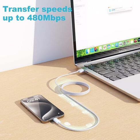 iPhone 17 Carplay Cord, Latest Version Fast Charging Cord [MFI Certified] [6FT] iPhone Air Charger Cable, iPhone 17 Pro/17 Pro Max Charger Cord, USB A to USB C Cable for iPhone 16/15 Series in Kuwait