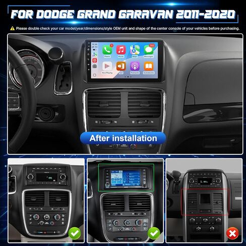 راديو ستيريو للسيارة Android لسيارة Dodge Grand Caravan 2011-2020، Chrysler Town and Country 2011-2016، Grand Voyager 2011-2015 Wireless CarPlay Android Auto، شاشة لمس 9 بوصة/GPS/بلوتوث/FM/WiFi/كاميرا احتياطية in Kuwait