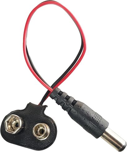 9V Battery Clip with 5.5mm x 2.1mm Barrel Plug – DC Power Connector for Arduino Uno, LED Strips, Electronics Projects (10 Pieces) in Saudi Arabia
