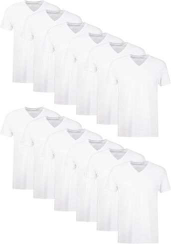 Hanes mens Tagless Cotton V-neck â€“ Multiple Packs and Colors Undershirt, White - 6 Pack, Medium US in Kuwait