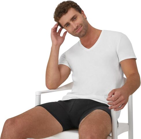 Hanes mens Tagless Cotton V-neck â€“ Multiple Packs and Colors Undershirt, White - 6 Pack, Medium US in Kuwait